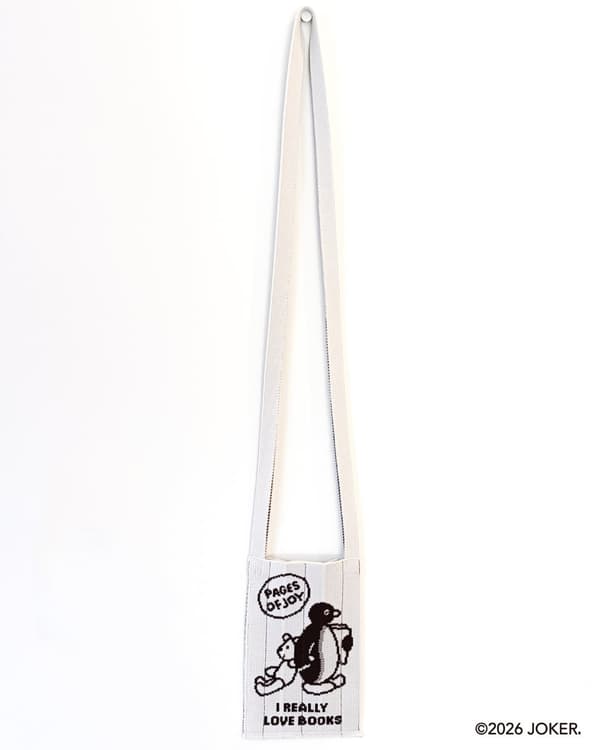 Me-Knitty 米色包包,帶有閱讀的 Pingu