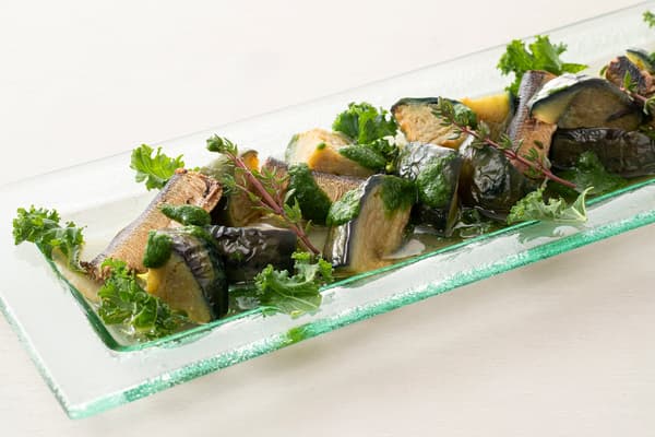 Mizunasu Western-Style Deep-Fried Dish with Kale Genovese Sauce