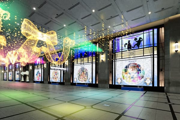 Concourse Windows at Hankyu Umeda Main Store with a giant snow globe display