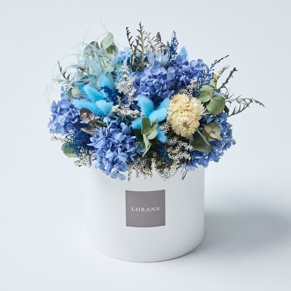 干花礼盒摆件 L — 蓝色