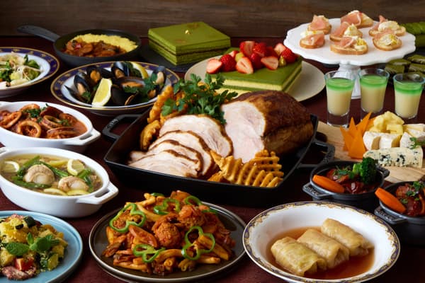 晚餐自助餐陣容，包含西式料理、小酒館料理及抹茶甜點