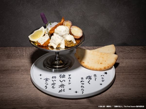Armin and Hange pita sandwich at That Certain Age Attack on Titan Cafe