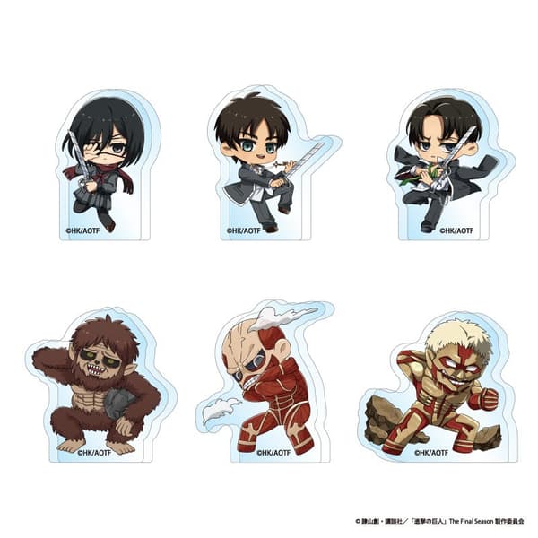 Acrylic mini figure merchandise at That Certain Age Attack on Titan Cafe