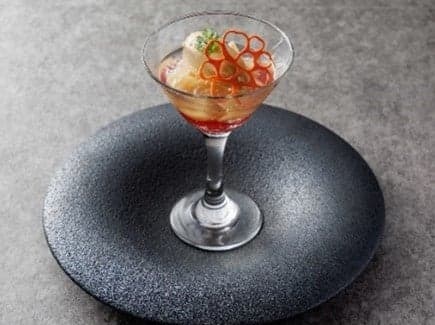 Peach and black tea Melba style dessert