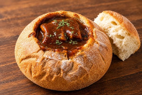 Himmel der Bayern的北海道牛肉炖面包锅（Gulasch）