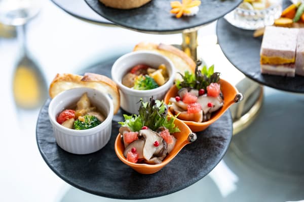 From front: mushroom marinade, whelk ajillo