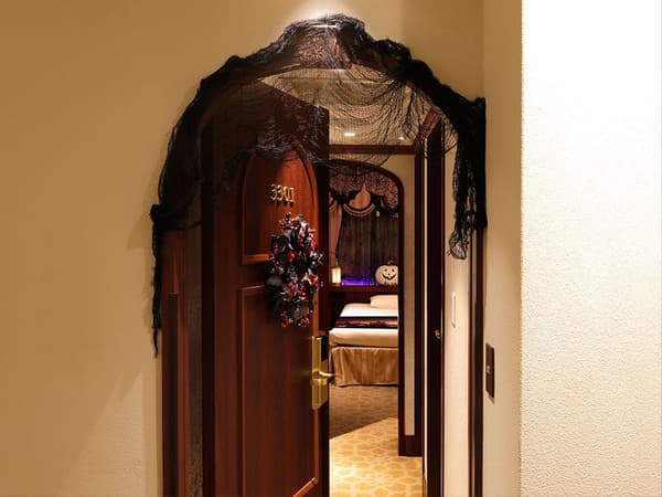 Beyond the door lies a spooky world