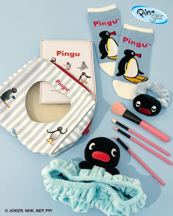 Pingu透明视窗收纳袋、发带、毛绒发圈、短袜和折叠镜