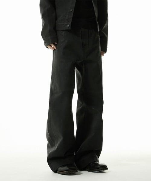 Sharp Design Coated Denim Pants