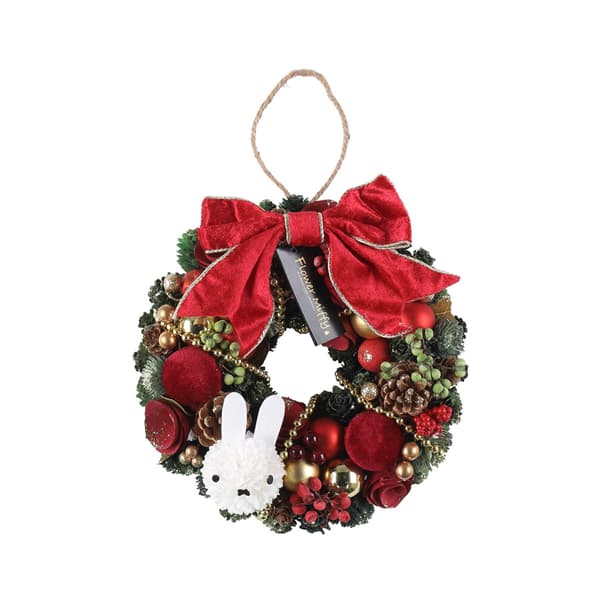 Christmas wreath with Miffy Mum, red ribbon