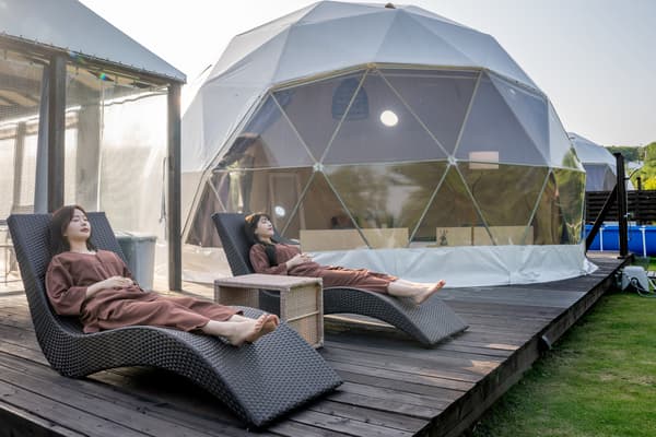Glamping resort atmosphere at GLAMP DOME Ise-Kashikojima