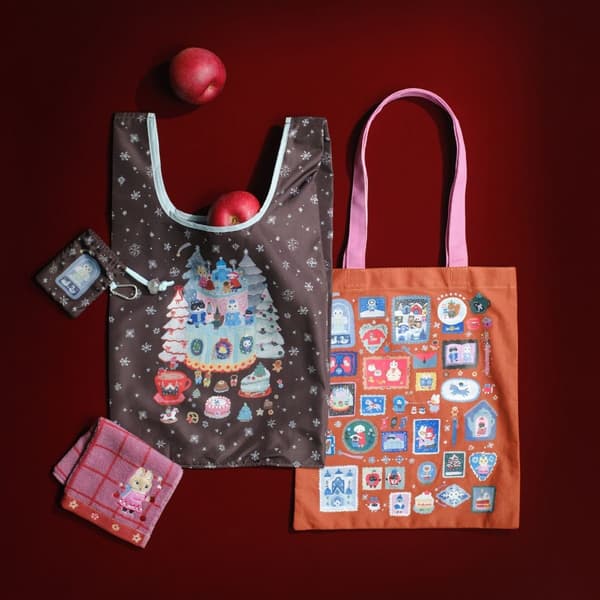 Bolsa de compras con mosquetón, bolsa tipo tote y mini toalla