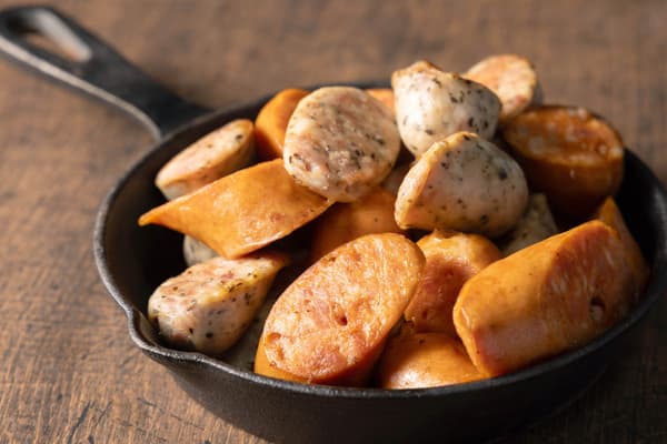 Sausage with Cheese Sauce