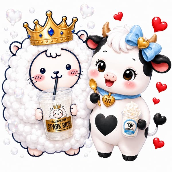 Moose-kun (left) and Milkis-chan (right)