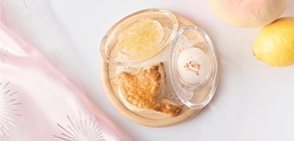 Kotori Scone in Coconut flavor, served with lemon jam and ricotta cream