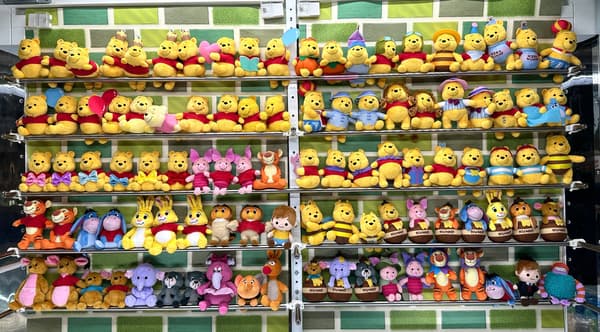 Winnie the Pooh 100th Anniversary Mascots on display