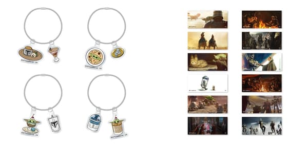 Acrylic keychains (4 random designs) and stickers (12 random designs)