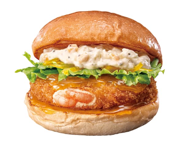 Hamburguesa de gambas con tártara de hyuganatsu
