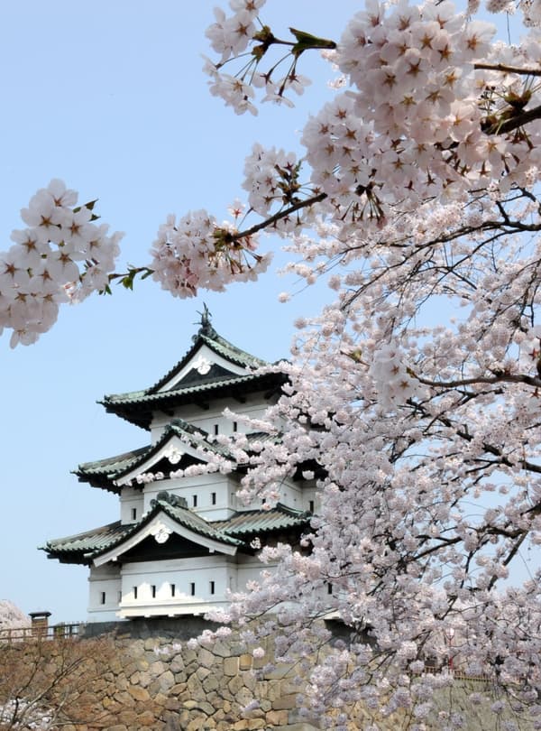 Hirosaki Castle tower before the stone wall repair
