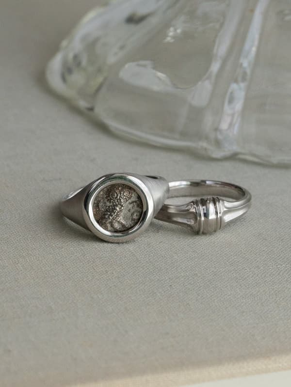 MONOLITH Coin Signet Ring - Owl of Arabia and Column Ring