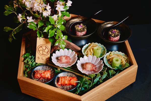 展示精美的八寸（日式时令前菜拼盘）
