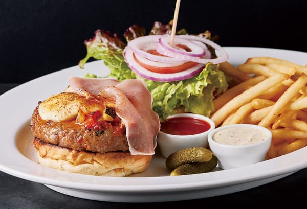 Prosciutto and Mozzarella with Caponata Burger