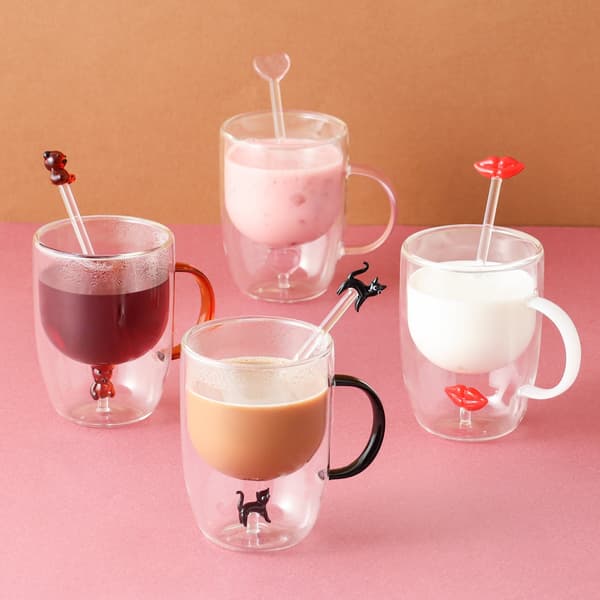 Motif Glass Mug and Glass Muddler