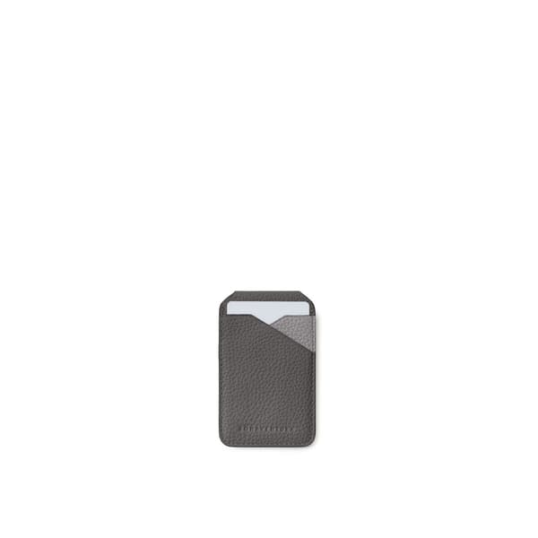 Magnet Stand Card Case Bicolor Shrink Leather in Charcoal × True Gray