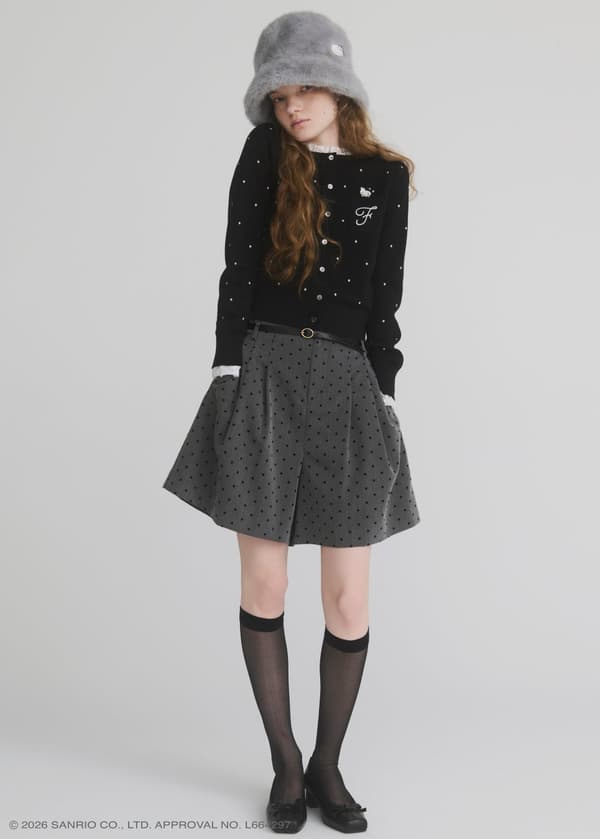 Frill Combination Cardigan, tampilan gaya seluruh tubuh