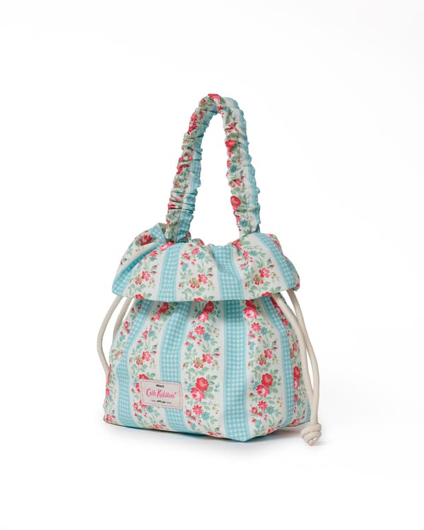 Drawstring Bag en Floral Gingham Blue