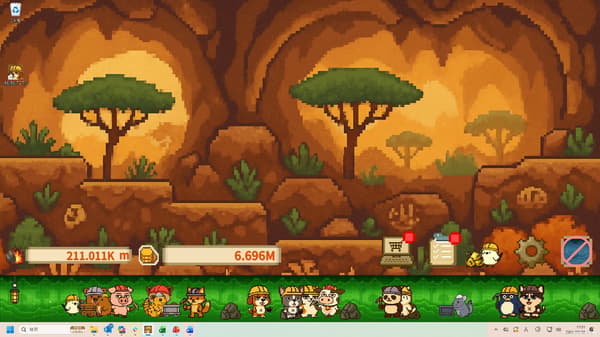 Hewan-hewan bekerja di sepanjang bagian bawah layar desktop