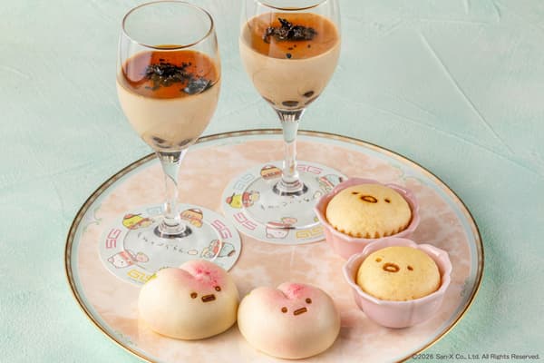 甜点：黑糖珍珠乌龙茶布丁、中式蛋糕及桃子馒头