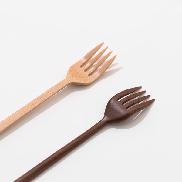 SKOP SOLID CUTLERY spoon and fork wood grain detail