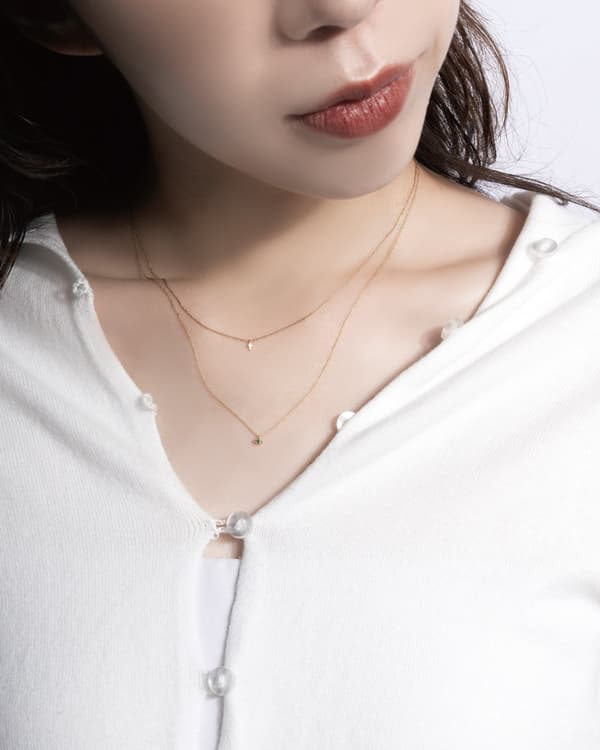 Styling image of the Teeny-Tiny necklaces