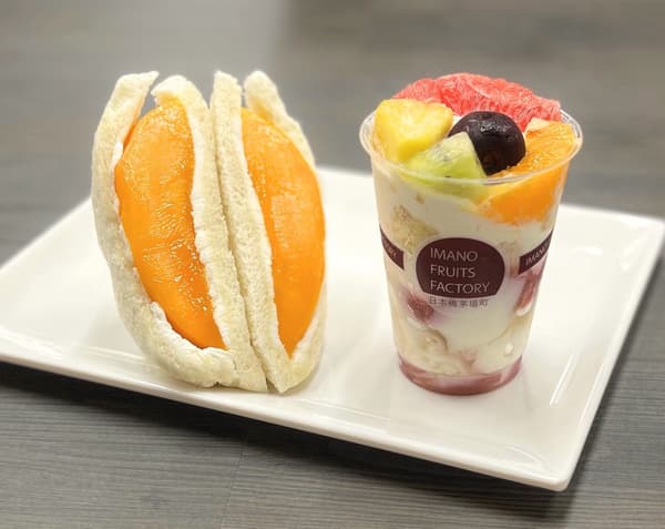 Imano Fruit Factory fruit parfait and mango sandwich