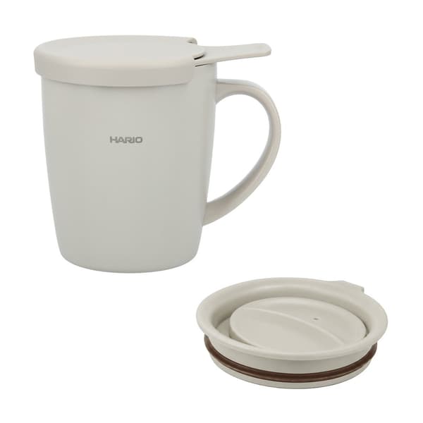 Tea & Coffee Maker Mug Greige Plus dengan kedua tutupnya