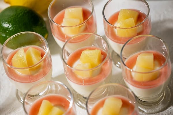 Blancmange with Peach Sauce