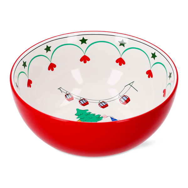 Bowl with a snowy mountain landscape painted around it