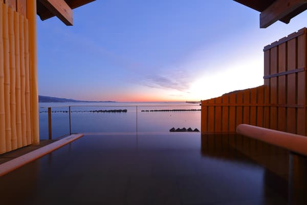 Shiosai private outdoor bath with ocean view at Hiraturu