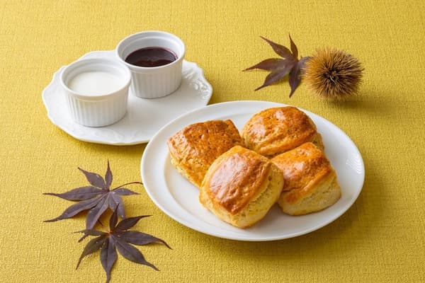 Plain Scone, Tea Scone, Clotted Cream, and Mixed Berry Jam