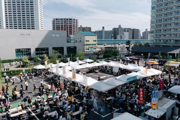 Food stalls and DJ music at the event