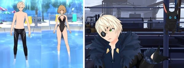 Left: Midnight Beachwear, Right: With Vivi