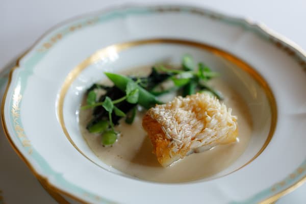 Fish course example: Amadai (tilefish) croustillant