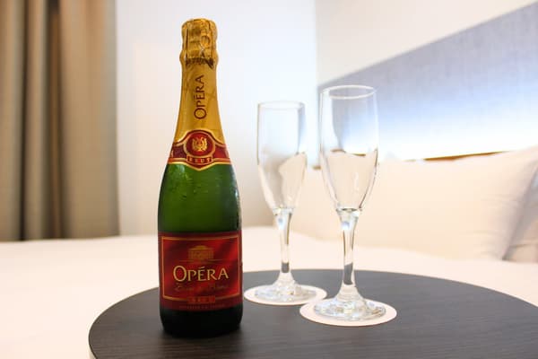 Sparkling wine provided as a welcome drink