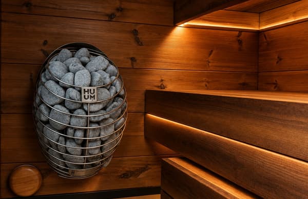 Electric heater from Estonian brand HUUM installed in the Migiwa sauna