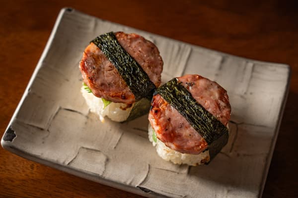 Grilled onigiri with Meiho ham