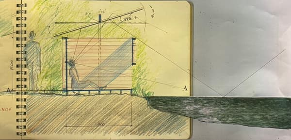 Chashitsu of Water: sketsa gambar, potongan melintang