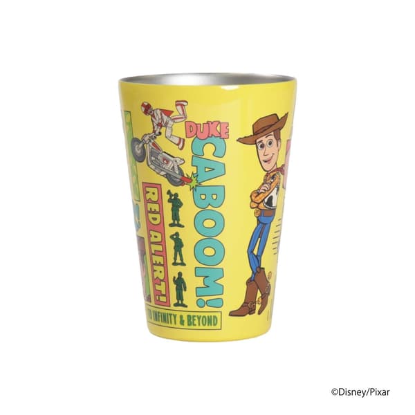 Vaso de acero inoxidable con diseño de Woody, vista frontal