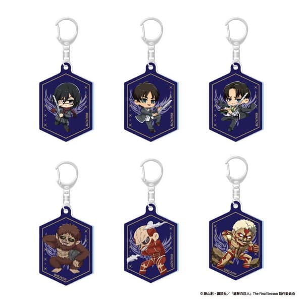 Acrylic keychain merchandise at That Certain Age Attack on Titan Cafe