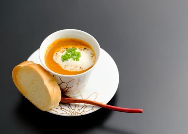 Mosa-ebi and crab cream soup